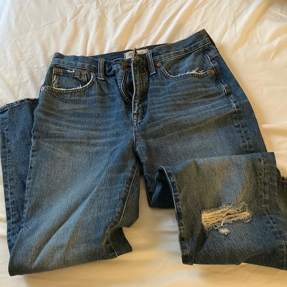 Madewell distressed classic straight jean